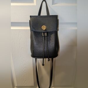 Elegant Black Mini Faux Leather Backpack